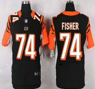 Men's Cincinnati Bengals #74 Jake Fisher Black Team Color NFL Nike Elite Jersey