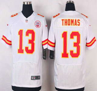 Men's Kansas City Chiefs #13 De'Anthony Thomas White Road NFL Nike Elite Jersey