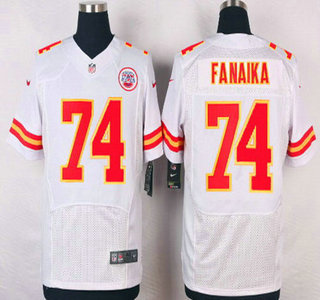 Men's Kansas City Chiefs #74 Paul Fanaika White Road NFL Nike Elite Jersey