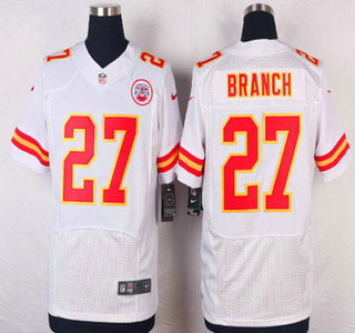 Men's Kansas City Chiefs #27 Tyvon Branch White Road NFL Nike Elite Jersey