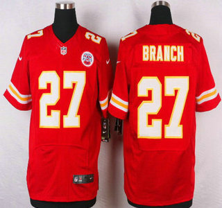 Men's Kansas City Chiefs #27 Tyvon Branch Red Team Color NFL Nike Elite Jersey