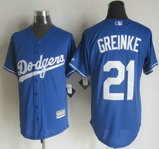 Men's Los Angeles Dodgers #21 Zack Greinke Alternate Blue 2015 MLB Cool Base Jersey