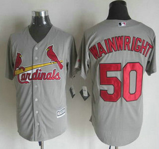 Men's St. Louis Cardinals #50 Adam Wainwright Away Gray 2015 MLB Cool Base Jersey