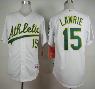 Men's Oakland Athletics #15 Brett Lawrie White Jersey