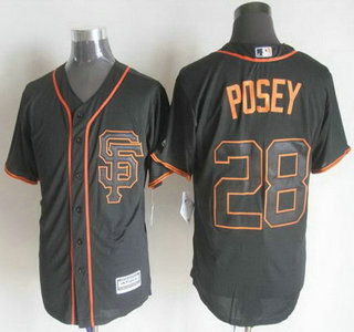 Men's San Francisco Giants #28 Buster Posey Alternate Black SF 2015 MLB Cool Base Jersey