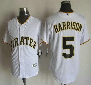 Men's Pittsburgh Pirates #5 Josh Harrison Home White 2015 MLB Cool Base Jersey