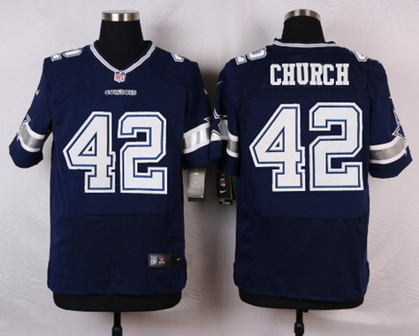 Men's Dallas Cowboys #42 Barry Church Navy Blue Team Color NFL Nike Elite Jersey