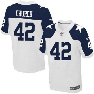 Men's Dallas Cowboys #42 Barry Church White Thanksgiving Alternate NFL Nike Elite Jersey