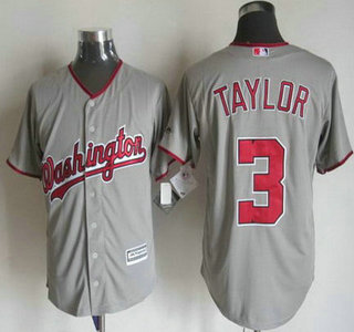 Men's Washington Nationals #3 Michael Taylor Away Gray 2015 MLB Cool Base Jersey