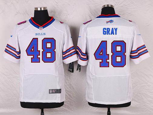 Men's Buffalo Bills #48 MarQueis Gray White Road NFL Nike Elite Jersey