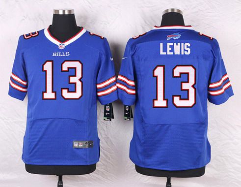 Men's Buffalo Bills #13 Dez Lewis Royal Blue Team Color NFL Nike Elite Jerse