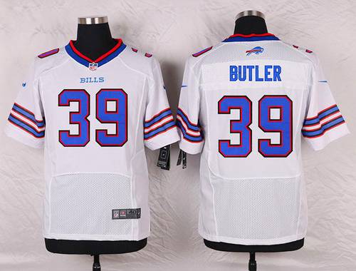 Men's Buffalo Bills #39 Mario Butler White Road NFL Nike Elite Jersey