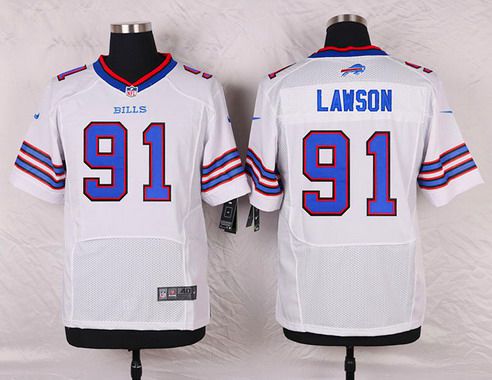 Men's Buffalo Bills #91 Manny Lawson White Road NFL Nike Elite Jersey