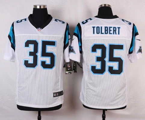 Men's Carolina Panthers #35 Mike Tolbert White Road NFL Nike Elite Jersey