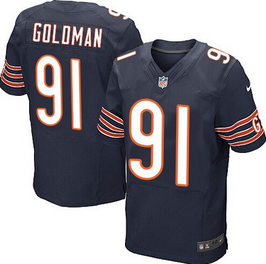 Men's Chicago Bears #91 Eddie Goldman Navy Blue Team Color NFL Nike Elite Jersey