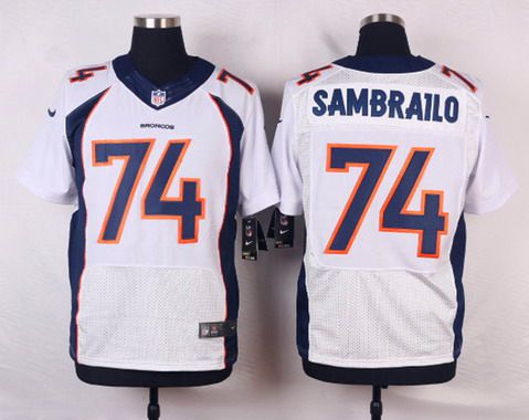 Men's Denver Broncos #74 Ty Sambrailo White Road NFL Nike Elite Jersey