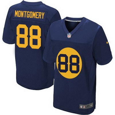 Men's Green Bay Packers #88 Ty Montgomery Navy Blue Alternate NFL Nike Elite Jersey