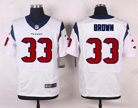 Men's Houston Texans #33 Stevie Brown White Road NFL Nike Elite Jersey