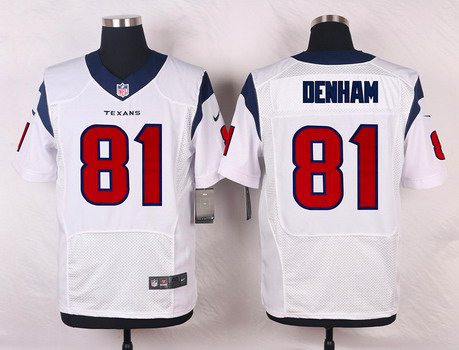 Men's Houston Texans #81 Anthony Denham White Road NFL Nike Elite Jersey