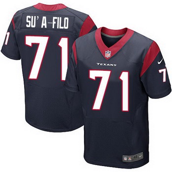 Men's Houston Texans #71 Xavier Su'a-Filo Navy Blue Team Color NFL Nike Elite Jersey