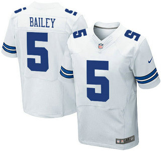 Men's Dallas Cowboys #5 Dan Bailey White Road NFL Nike Elite Jersey