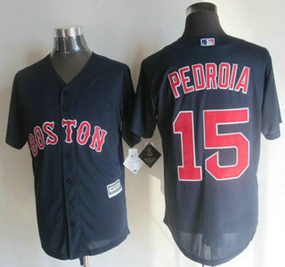 Men's Boston Red Sox #15 Dustin Pedroia Alternate Navy Blue 2015 MLB Cool Base Jersey