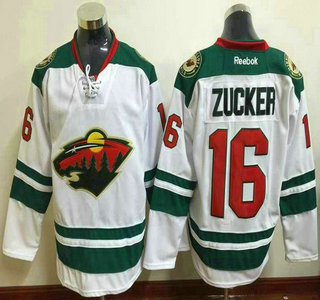 Men's Minnesota Wild #16 Jason Zucker Reebok White Away Premier Jersey