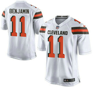 Men's Cleveland Browns Brown #11 Travis Benjamin White Road 2015 NFL Nike Elite Jersey