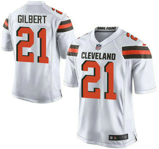 Men's Cleveland Browns Brown #21 Justin Gilbert White Road 2015 NFL Nike Elite Jersey