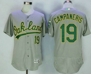 Men's Oakland Athletics #19 Bert Campy Campaneris Retired Gray Road Stitched MLB 2016 Majestic Flex Base Jersey