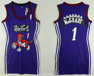 Women's Toronto Raptors #1 Tracy McGrady Purple Dress