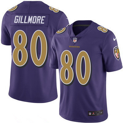 Men's Baltimore Ravens #80 Crockett Gillmore Purple 2016 Color Rush Stitched NFL Nike Limited Jersey