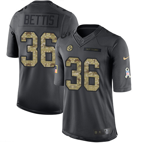 Men's Pittsburgh Steelers #36 Jerome Bettis Black Anthracite 2016 Salute To Service Stitched NFL Nike Limited Jersey