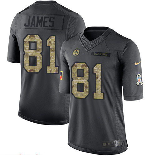 Men's Pittsburgh Steelers #81 Jesse James Black Anthracite 2016 Salute To Service Stitched NFL Nike Limited Jersey