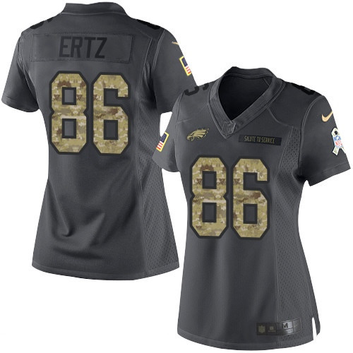 Women's Philadelphia Eagles #86 Zach Ertz Black Anthracite 2016 Salute To Service Stitched NFL Nike Limited Jersey