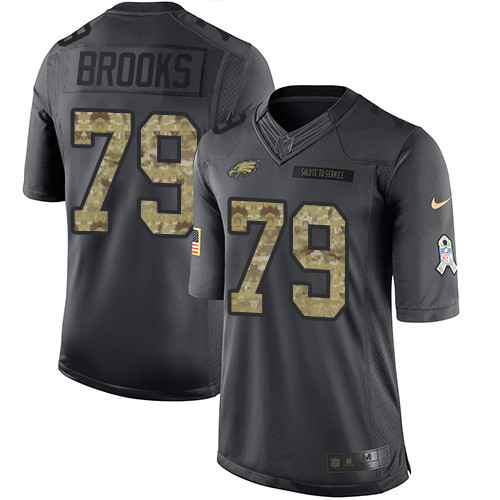 Men's Philadelphia Eagles #79 Brandon Brooks Black Anthracite 2016 Salute To Service Stitched NFL Nike Limited Jersey