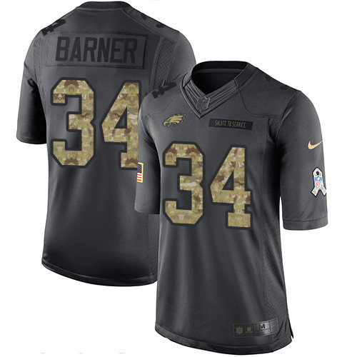 Men's Philadelphia Eagles #34 Kenjon Barner Black Anthracite 2016 Salute To Service Stitched NFL Nike Limited Jersey