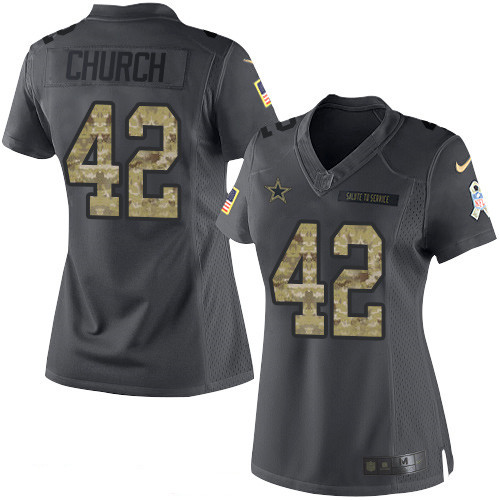 Women's Dallas Cowboys #42 Barry Church Black Anthracite 2016 Salute To Service Stitched NFL Nike Limited Jersey