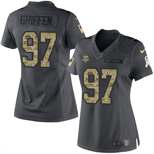 Women's Minnesota Vikings #97 Everson Griffen Black Anthracite 2016 Salute To Service Stitched NFL Nike Limited Jersey