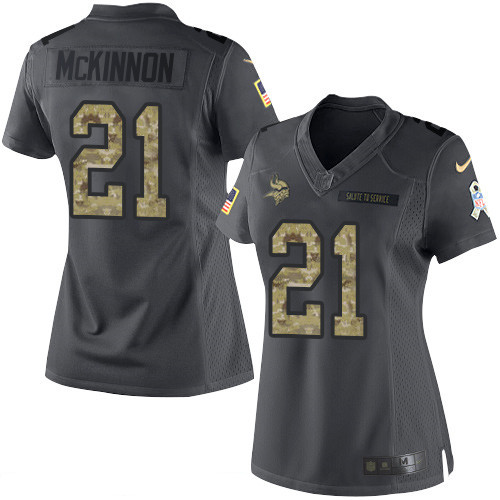 Women's Minnesota Vikings #21 Jerick McKinnon Black Anthracite 2016 Salute To Service Stitched NFL Nike Limited Jersey