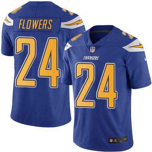 Nike Chargers #24 Brandon Flowers Electric Blue Men's Stitched NFL Limited Rush Jersey