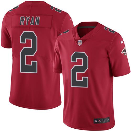 Nike Falcons #2 Matt Ryan Red Men's Stitched NFL Limited Rush Jersey