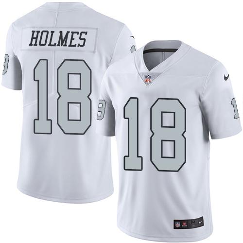 Nike Raiders #18 Andre Holmes White Men's Stitched NFL Limited Rush Jersey