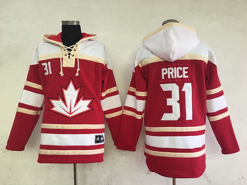 Men's Team Canada #31 Carey Price 2016 World Cup of Hockey Red Stitched Old Time Hockey Hoodie