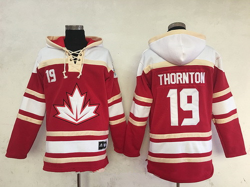 Men's Team Canada #19 Joe Thornton 2016 World Cup of Hockey Red Stitched Old Time Hockey Hoodie