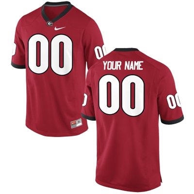 Mens Georgia Bulldogs Custom Replica Football Jersey - 2015 Red