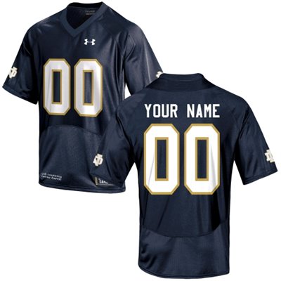 Mens Notre Dame Fighting Irish 2015 Under Armour Navy Blue Custom Replica Football Jersey