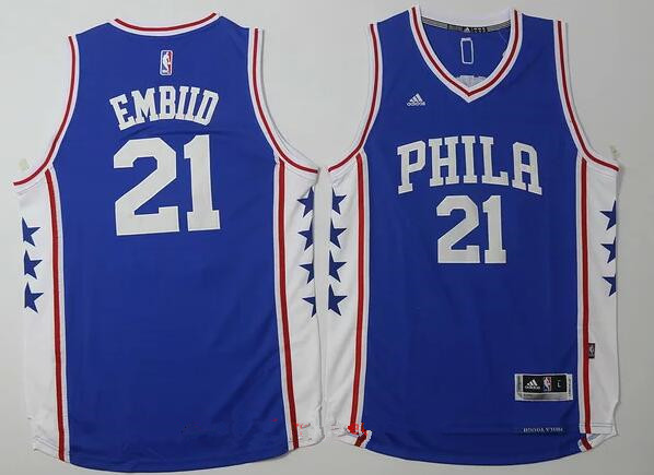 Men's Philadelphia 76ers #21 Joel Embiid NEW Blue Stitched NBA Adidas Revolution 30 Swingman Jersey