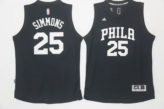 Men's Philadelphia 76ers #25 Ben Simmons Black With White Stitched NBA Adidas Revolution 30 Swingman Jersey