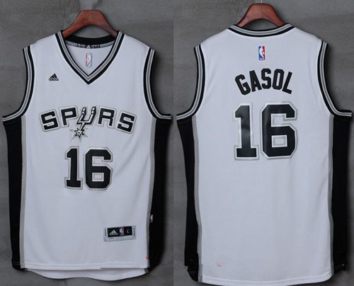 Men's San Antonio Spurs #16 Pau Gasol White Stitched NBA Adidas Revolution 30 Swingman Jersey